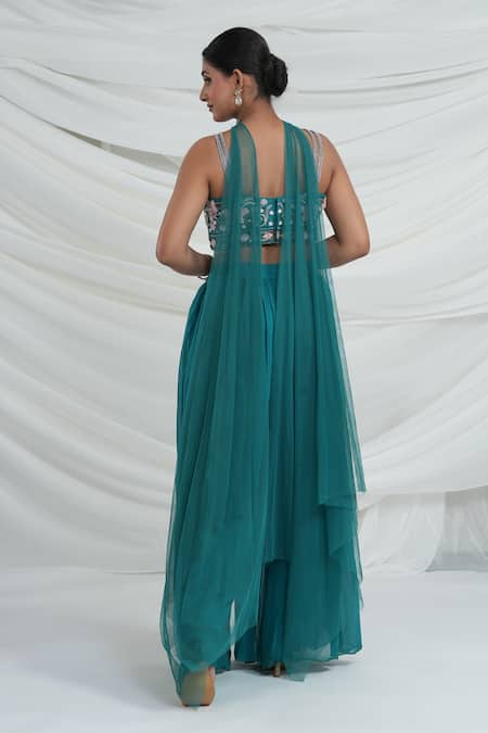 Ellemora Fashions Embroidered Blouse & Palazzo Set 