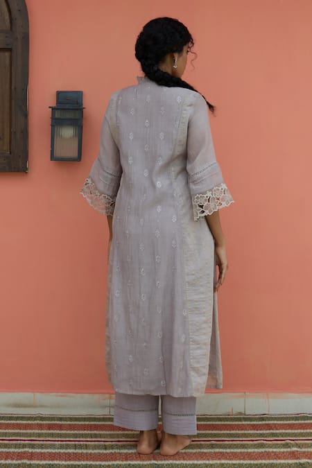 Banera Chanderi Zari Striper Embroidered Kurta Set 