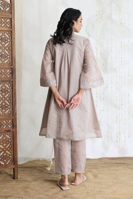 Banera Chanderi Zari Striper Kurta Set With Dupatta 