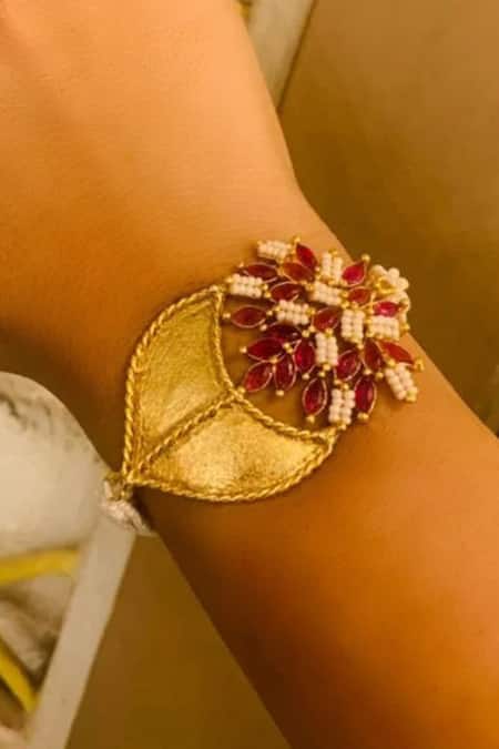 Hetal Shah Ruby Leaf Motif Bracelet 