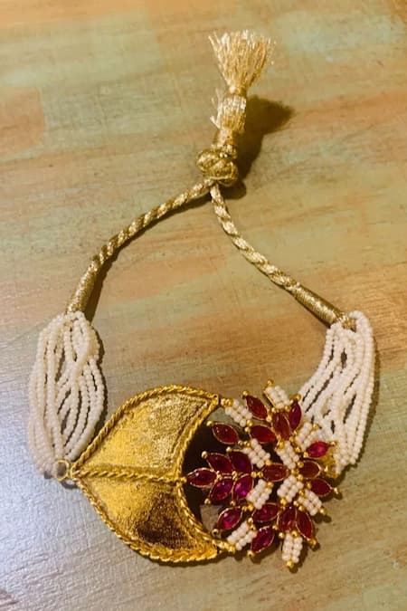 Hetal Shah Ruby Leaf Motif Bracelet 