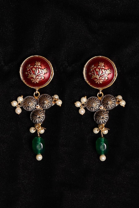 Hetal Shah Antique Round Hasdi Drop Earrings 