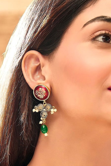 Hetal Shah Antique Round Hasdi Drop Earrings 