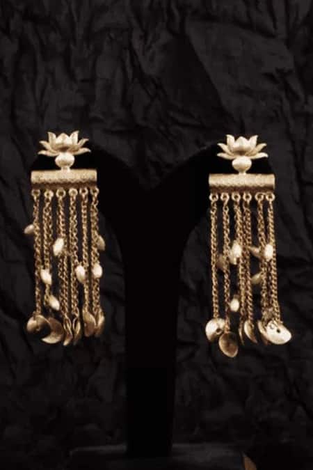 Hetal Shah Lotus Chain Drop Earrings 