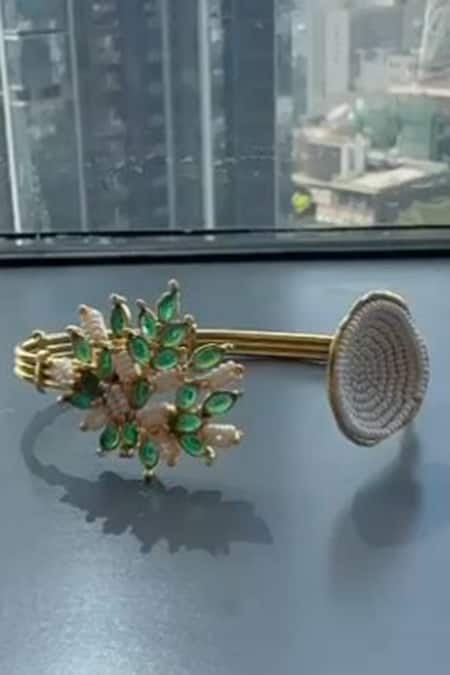 Hetal Shah Emerald Leaf Design Bracelet 