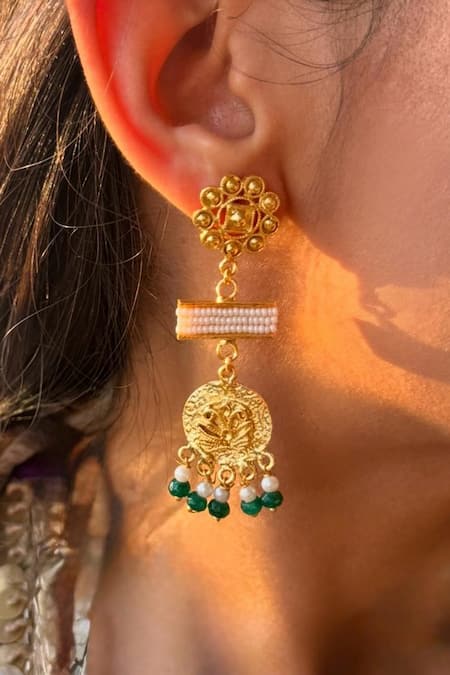 Hetal Shah Mini Coin Coin & Bead Drop Earrings 