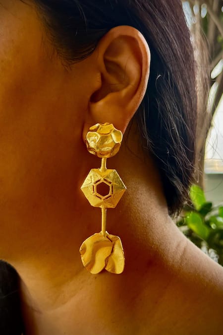 Hetal Shah Hive Bloom Gold Plated Drop Earrings 