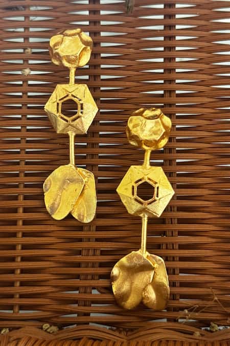 Hetal Shah Hive Bloom Gold Plated Drop Earrings 