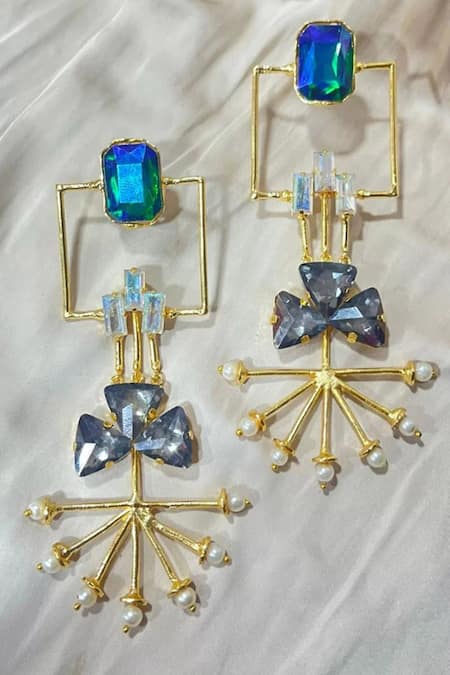 Hetal Shah Sunray Stone & Pearl Embellished Earrings 