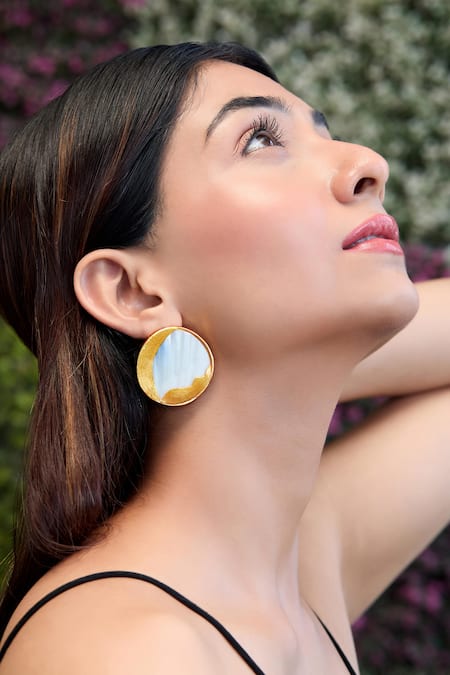 Hetal Shah Moonlight Abstract Round Stud Earrings 