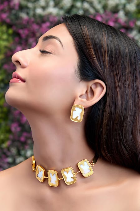 Hetal Shah Galaxy Rectangle Motif Brass Choker 