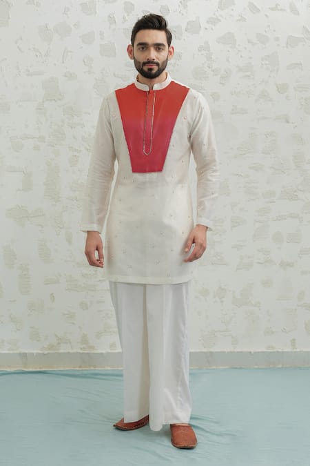 Runit Gupta Pink Orange Ombre Patch Kurta Set 