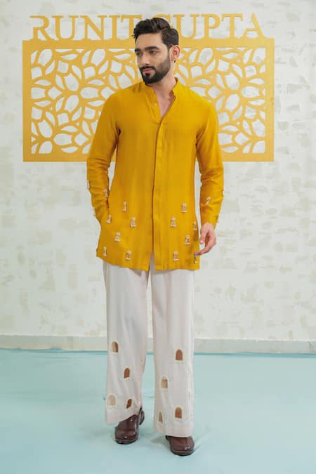 Runit Gupta Marigold Latkan Kurta With Embroidered Pant 