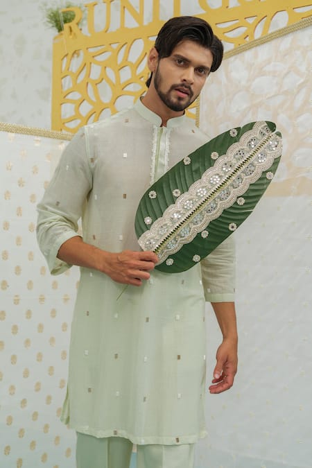 Buy Runit Gupta Green Chanderi , Vegan Embroidery Pista Kurta Set Buy_Runit Gupta_Green Chanderi , Vegan Embroidery Pista Kurta Set
