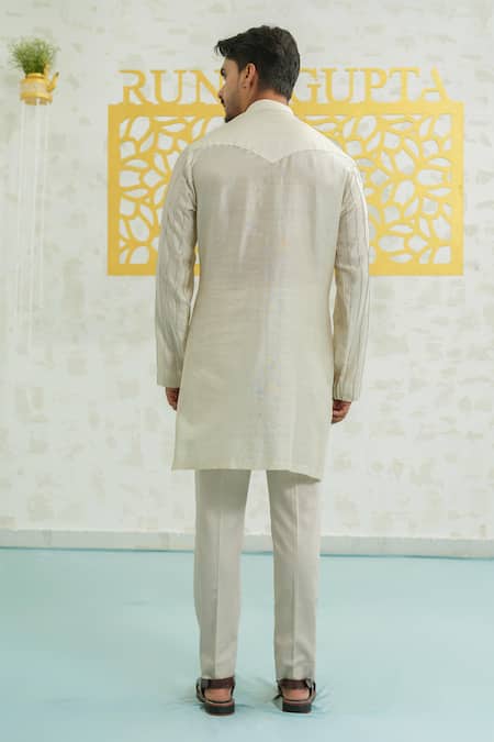 Runit Gupta Patch Striped Kurta Set 