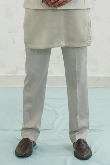 Runit Gupta_Purple Vegan , Chanderi Embroidery Ombre Geomtry Bundi Set _Online_at_Aza_Fashions