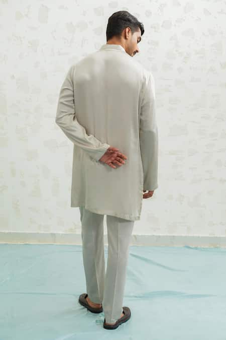 Shop_Runit Gupta_Purple Vegan , Chanderi Embroidery Ombre Geomtry Bundi Set _Online_at_Aza_Fashions