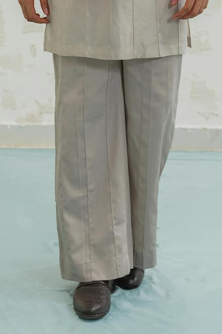 Runit Gupta_Pink Chanderi , Vegan Embroidery, Flamingo Rays Bundi Kurta Set _Online_at_Aza_Fashions