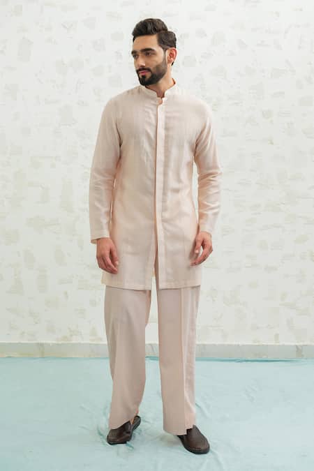 Buy_Runit Gupta_Ivory Chanderi , Vegan Embroidery Multi Arch Bundi Kurta Set _Online_at_Aza_Fashions