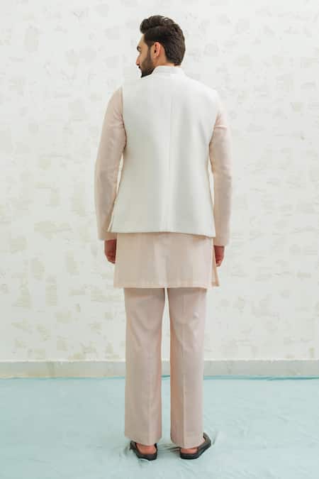 Runit Gupta Multi Arch Ivory Bundi Kurta Set 