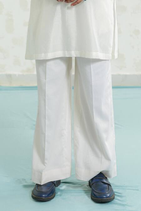 Runit Gupta_Blue Chanderi , Vegan Embroidery Contour Zipper Bundi Kurta Set _Online_at_Aza_Fashions