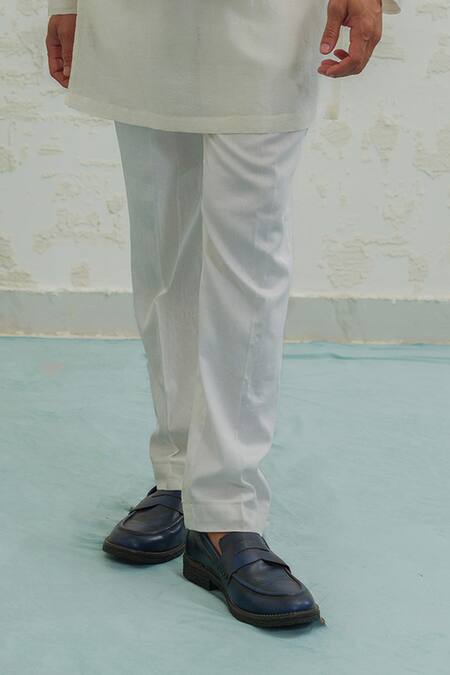 Runit Gupta_Lilac Chanderi , Vegan Embroidery Line Bundi And Kurta Set _Online_at_Aza_Fashions