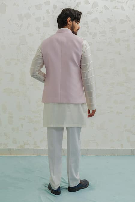 Runit Gupta Lilac Line Bundi & Kurta Set 
