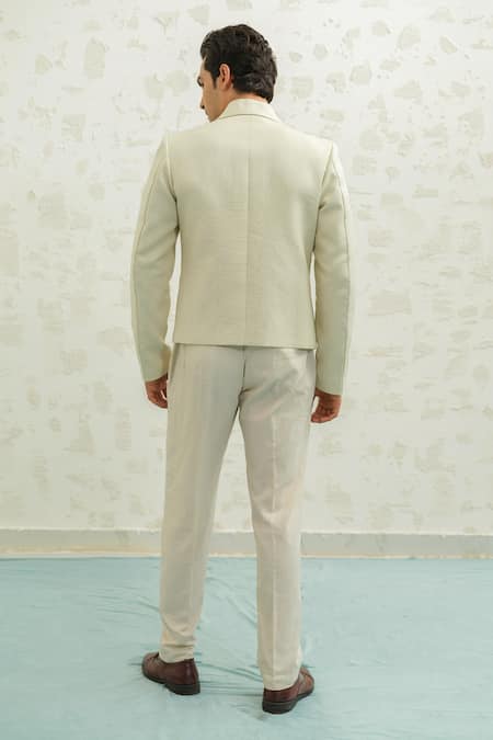 Runit Gupta Crop Linen Jodhpuri Suit Set 