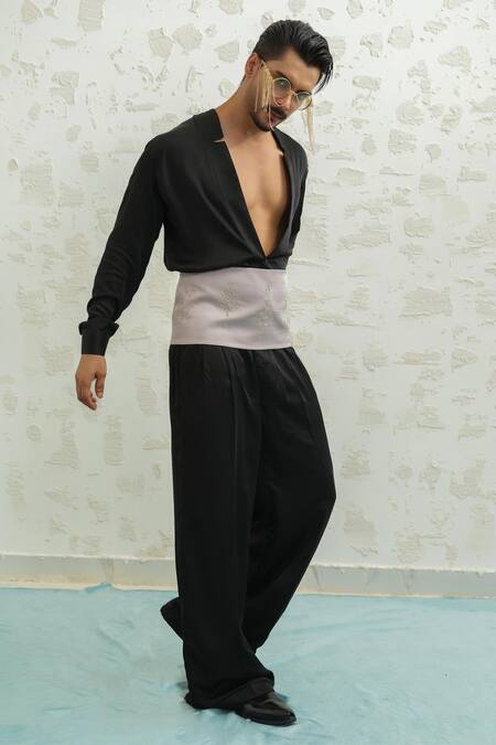 Shop Runit Gupta Black German Jacket And Pant Set Online at Aza Fashions Shop_Runit Gupta_Black German Jacket And Pant Set _Online_at_Aza_Fashions