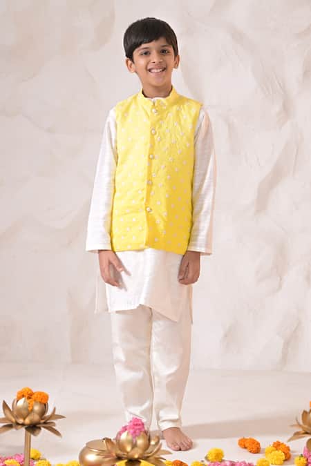 The Plum Bum Ombre Threadwork Nehru Jacket & Kurta Set 
