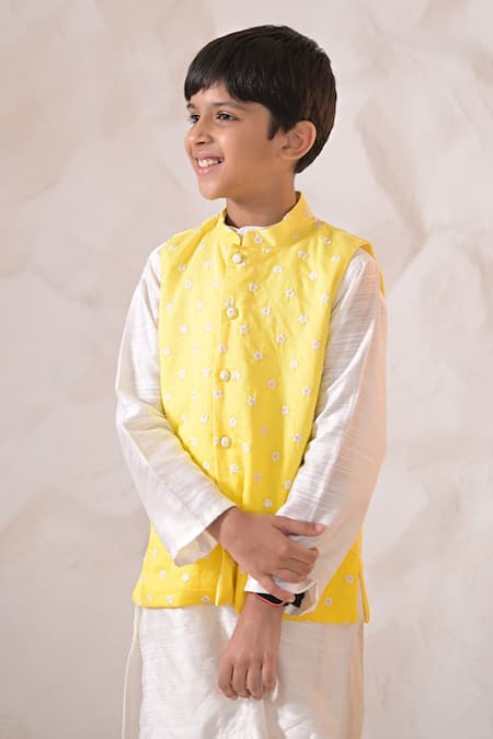 The Plum Bum Ombre Threadwork Nehru Jacket & Kurta Set 