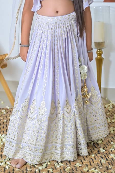 The Plum Bum_Lavender Georgette Gota Patti, Embroidery Lehenga Choli Set _at_Aza_Fashions
