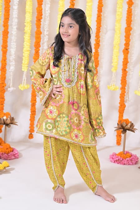 The Plum Bum Floral Print Kurta & Dhoti Pant Set 