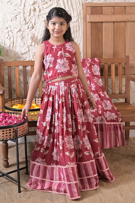 The Plum Bum Floral Pattern Halter Blouse Lehenga Set 