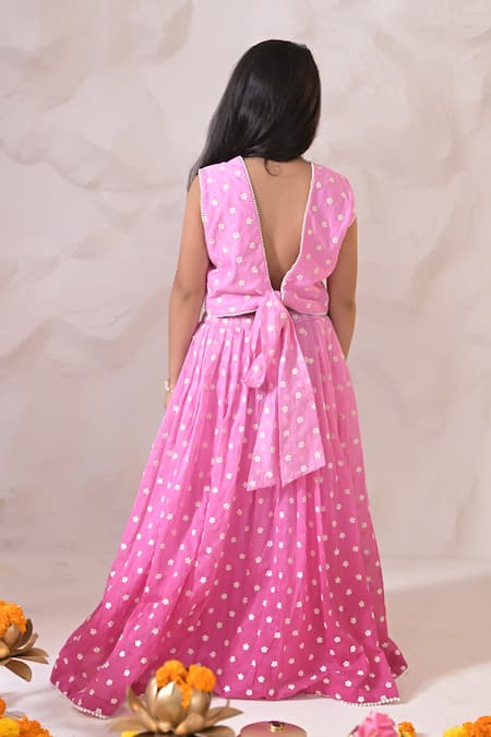 The Plum Bum Ombre Chanderi Lehenga & Blouse Set 