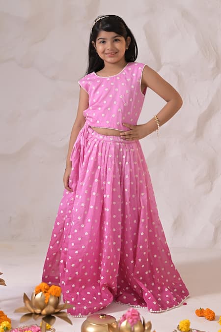 The Plum Bum Ombre Chanderi Lehenga & Blouse Set 