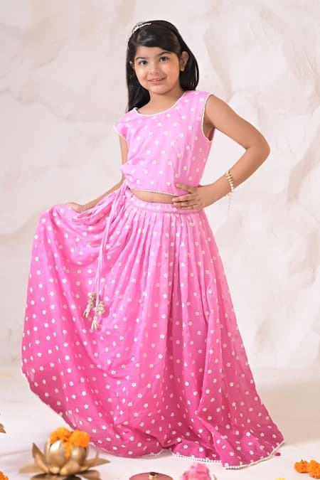 Shop_The Plum Bum_Purple Chanderi Embroidery, Pearls Ombre Lehenga And Blouse Set _Online_at_Aza_Fashions