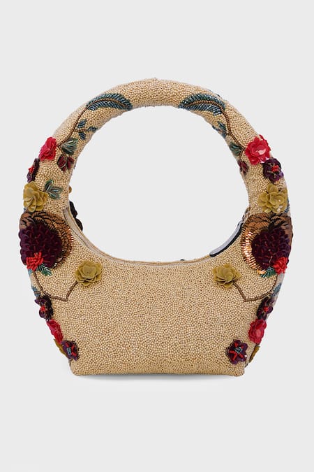 Versuhz Scarlet Garden Beaded 3D Floral Applique Bag 