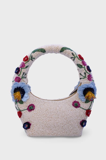 Versuhz Azure Blossom 
 Azure Blossom Hand-Beaded 3D Floral Bag 