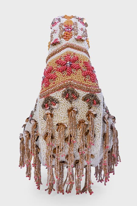 Shop_Versuhz_Cream Beads, Sequins, Beaded 3d Floral Bag _Online_at_Aza_Fashions