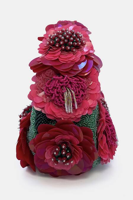 Buy_Versuhz_Red Sequins, Pearls, Beads, Crimson Floral Beaded Bag _Online_at_Aza_Fashions