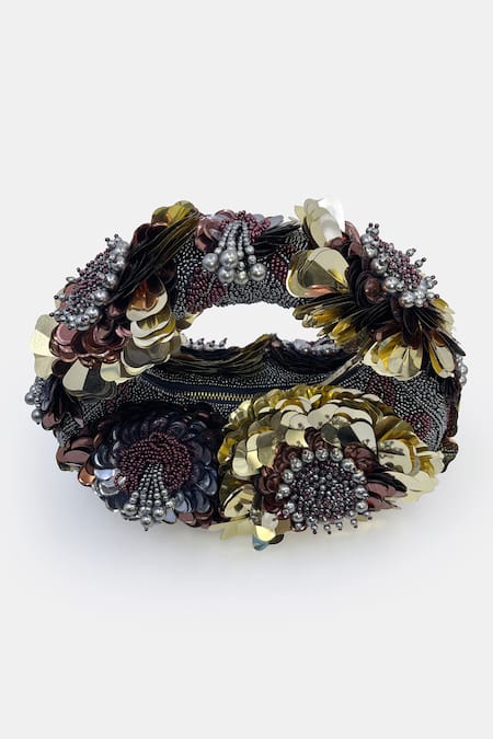 Buy_Versuhz_Multi Color Sequins, Beads Midnight Gild Floral And Embellished Handbag _Online_at_Aza_Fashions