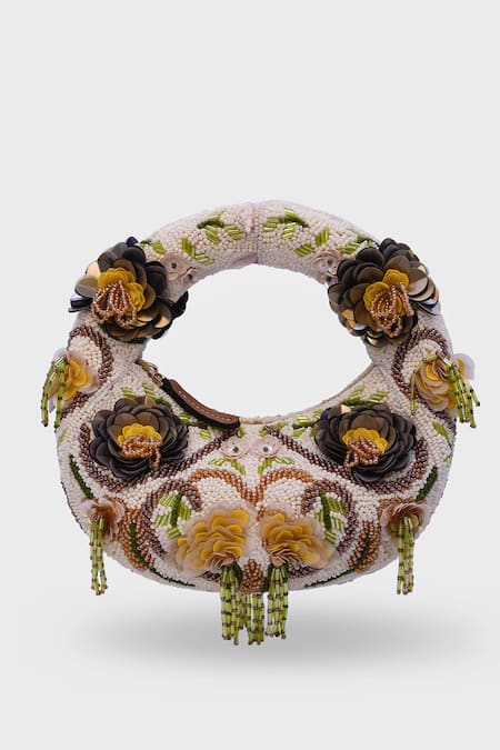 Versuhz Golden Mirage 
Mini  Mirage Floral Bead & Sequin Embellished Bag 