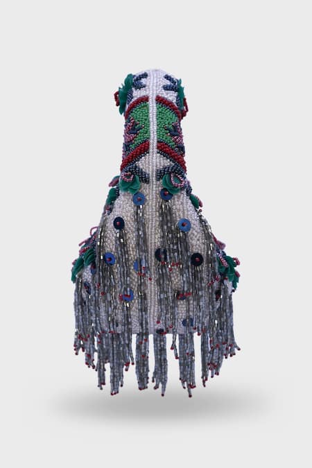 Versuhz_Multi Color Beads, Midnight mini Hand Beaded Floral Bag _Online_at_Aza_Fashions