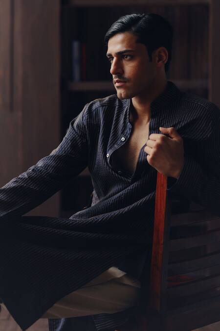 Buy Twenty Nine Blue Chanderi Embroidery Pintuck And Threadwork Pathani Kurta Set Online at Aza Fashions Buy_Twenty Nine_Blue Chanderi Embroidery Pintuck And Threadwork Pathani Kurta Set _Online_at_Aza_Fashions