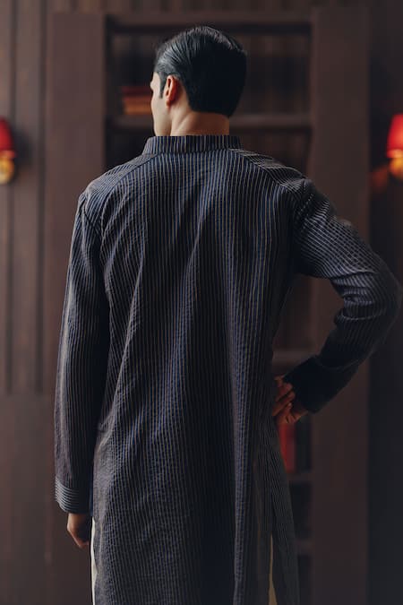 Shop Twenty Nine Blue Chanderi Embroidery Pintuck And Threadwork Pathani Kurta Set at Aza Fashions Shop_Twenty Nine_Blue Chanderi Embroidery Pintuck And Threadwork Pathani Kurta Set _at_Aza_Fashions