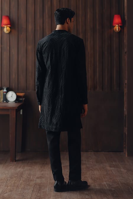 Shop Twenty Nine Black Crepe Stretch Classic Straight Pant at Aza Fashions Shop_Twenty Nine_Black Crepe Stretch Classic Straight Pant _at_Aza_Fashions