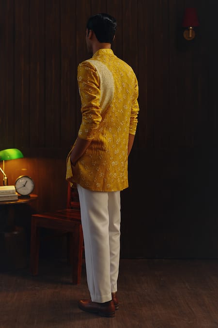 Shop Twenty Nine Ivory Crepe Stretch Straight Pant at Aza Fashions Shop_Twenty Nine_Ivory Crepe Stretch Straight Pant _at_Aza_Fashions