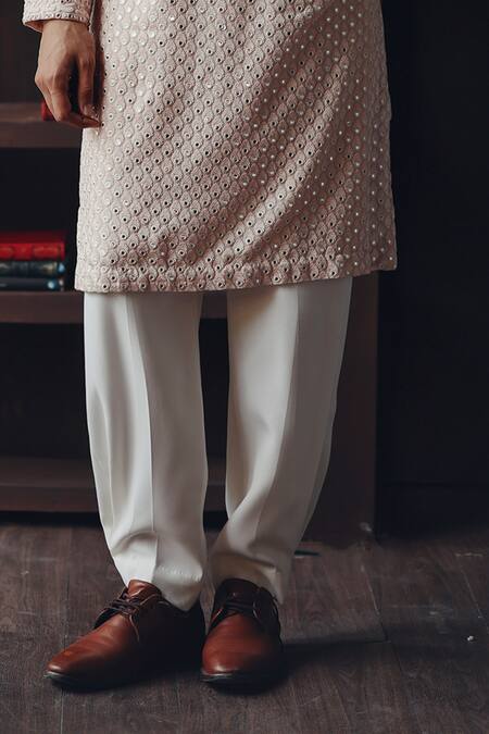 Buy_Twenty Nine_Pink Dupion, Silk Mirrors, Beads, Embroidery Booti Kurta And Dhoti Pant Set _Online_at_Aza_Fashions