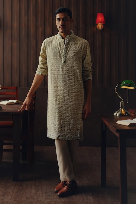 Twenty Nine Chikankari Mirrorwork Kurta & Pant Set 